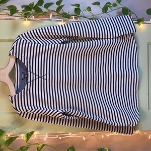 Women's IZOD navy White Stripped Boatneck Sweatshirt Sweater L